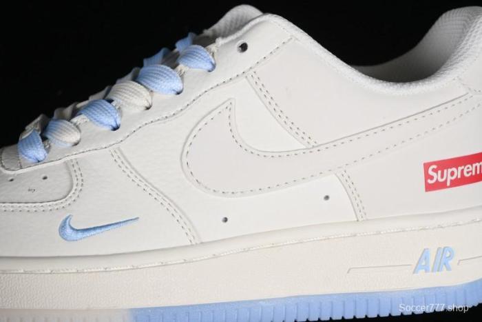 Nike Air Force 1 '07 Low Supreme Collaboration - White Blue Colorblock Low-Top Casual Sneakers BB9599-202 1