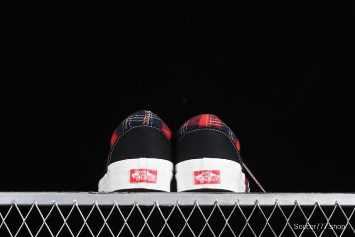 Vans Era Low-Top Skate Shoes with Black Canvas and Red Scottish Plaid Checkered Design - VN0A2RR1QWP 1