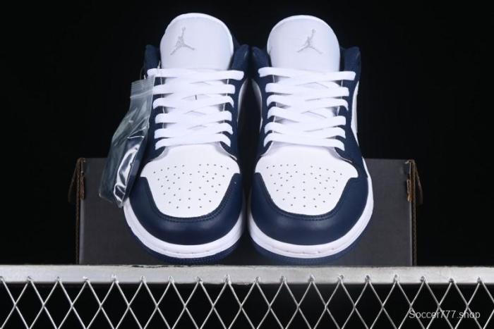 Nike Air Jordan 1 Low AJ1 White Blue Grey Low Top Lifestyle Basketball Shoes - 553558-141 1