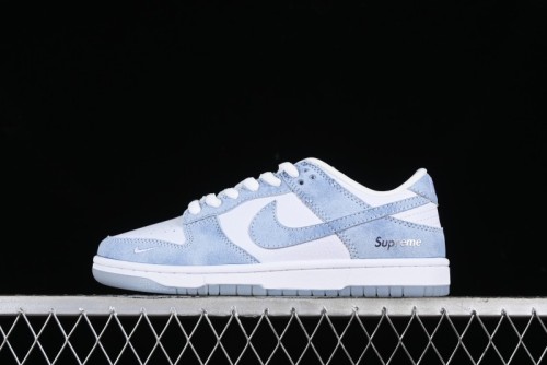 Nike SB Dunk Low Supreme Collaboration - Ice Crystal Blue Anniversary High-End Custom Low-Top Casual Skate Shoes - JH8039-939