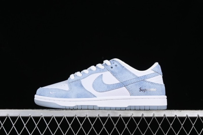 Nike SB Dunk Low Supreme Collaboration - Ice Crystal Blue Anniversary High-End Custom Low-Top Casual Skate Shoes - JH8039-939