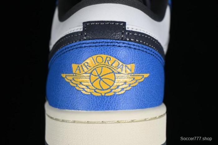 Nike Air Jordan 1 Low Flight Vintage Casual Sneakers with Distressed White-Blue Design - FV8439-104 1