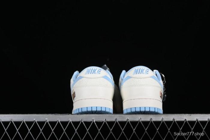 Nike SB Dunk Low Gucci Collaboration - Beige & Light Blue Crochet Fabric Anniversary High-End Custom Low-Top Casual Skate Shoes - DQ1098-376