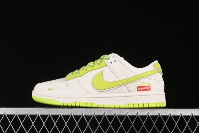 Nike SB Dunk Low Supreme Stone Island Collaboration - Fluorescent Beige Anniversary High-End Custom Low-Top Casual Skate Shoes - BB9866-005