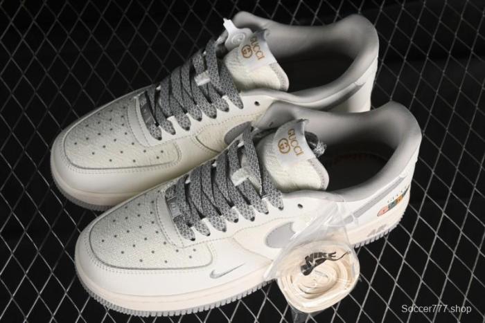 Nike Air Force 1 '07 Low Gucci Collaboration - Beige Grey Linen Casual Sneakers - XZ3398-688