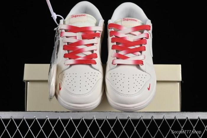 Supreme x Nike SB Dunk Low Anniversary Custom White Red Colorway Low-Top Casual Skate Shoes - BB8657-107 1