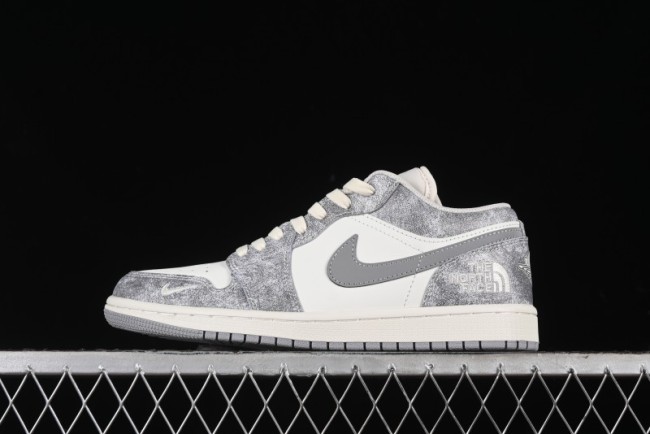 Nike Air Jordan 1 Low AJ1 The North Face Collaboration - Rock Gray High-End Custom Retro Basketball Shoes DC2024-023