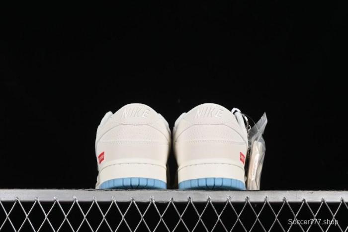 Nike SB Dunk Low Supreme Collaboration - Light Blue Double Swoosh Anniversary Customized Low-Top Casual Sneakers - BB8675-108