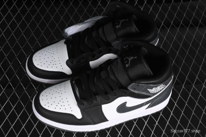Nike Air Jordan 1 Mid AJ1 White Black Grey Mid-Top Casual Sneakers - DQ8426-001