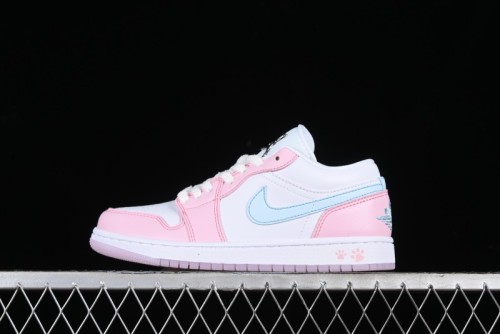 Nike Air Jordan 1 Low  White/Pink Foam/Glacier Blue  Casual Sneakers - HM3706-141