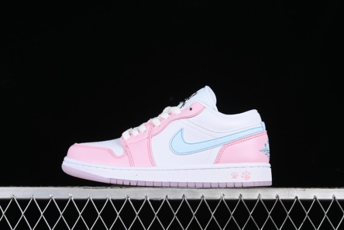Nike Air Jordan 1 Low  White/Pink Foam/Glacier Blue  Casual Sneakers - HM3706-141