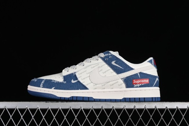 Nike Dunk Low Supreme - Denim Blue Jeans Anniversary High-End Customized Low-Top Casual Sneakers - FC1688-194 1