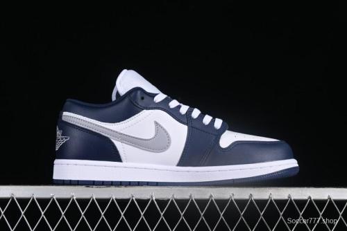 Nike Air Jordan 1 Low AJ1 White Blue Grey Low Top Lifestyle Basketball Shoes - 553558-141 1