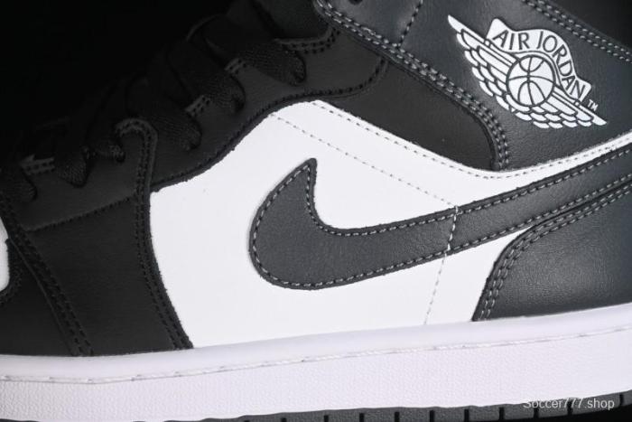 Nike Air Jordan 1 Mid AJ1 White Black Grey Mid-Top Casual Sneakers - DQ8426-001