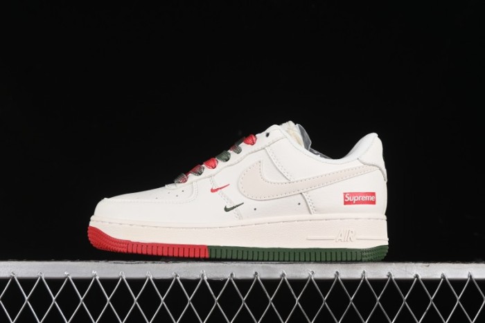 Nike Air Force 1 '07 Low Supreme Casual Sneakers in Beige Red Green - XZ6188-009