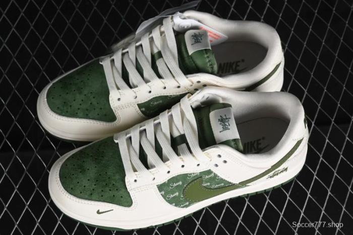 Nike SB Dunk Low Stussy Collaboration - Green Floral Anniversary Custom Low-Top Casual Skate Shoes - CF3688-008 1