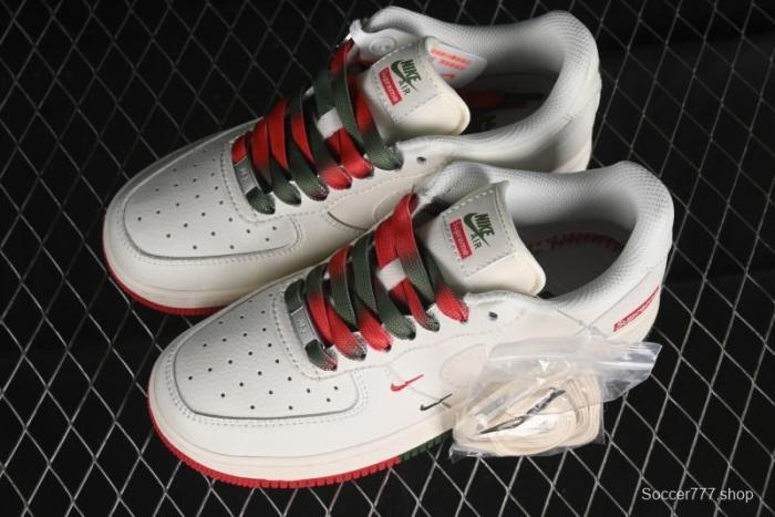 Nike Air Force 1 '07 Low Supreme Casual Sneakers in Beige Red Green - XZ6188-009