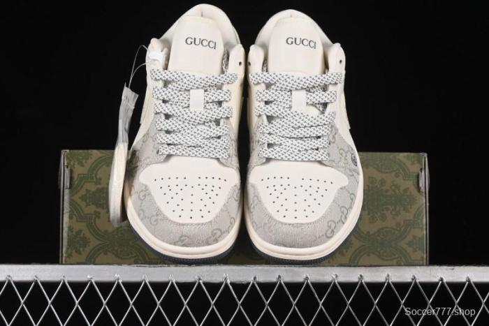 Nike Air Jordan 1 Low Gucci Collaboration - Smoke Grey Pattern High-End Custom Retro Basketball Shoes - DM5688-101