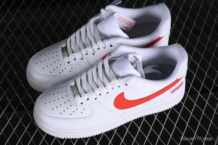 Nike Supreme x Air Force 1 '07 Low White Red Collaboration Casual Sneakers - CU9225-101 1