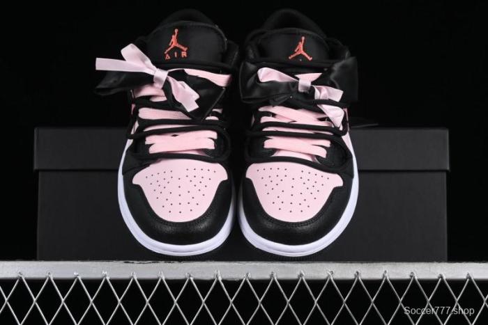 Nike Air Jordan 1 Low AJ1 Retro Basketball Shoes with Black Pink Bow Design - DX4374-008 1