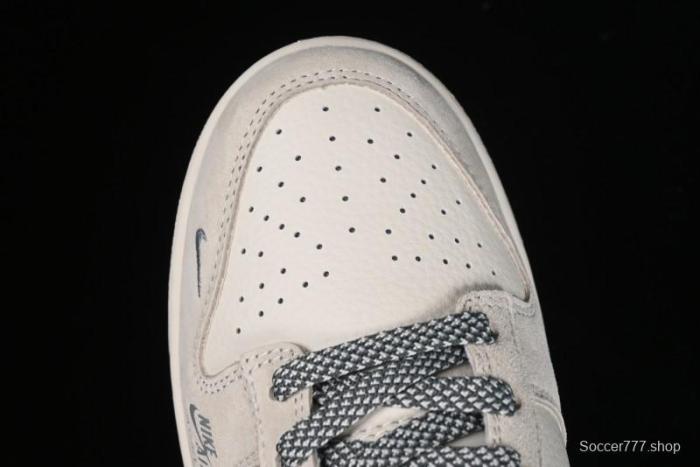 Nike SB Dunk Low x Supreme x Stussy Anniversary Customized Sneakers in Off-White Grey Check - SJ2068-272