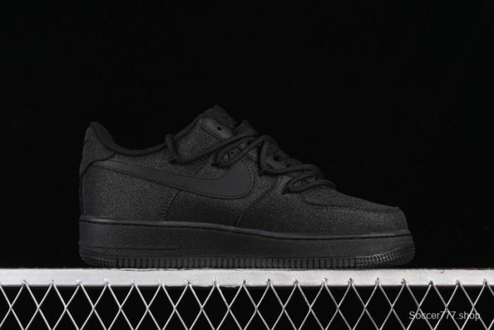 Nike Air Force 1 '07 Low Cleanfit High Street Retro Style All Black Star-Studded Diamond Accents Lace-Up Low-Top Casual Sneakers - ZH0316-030