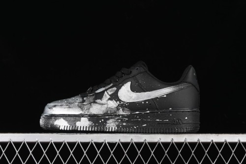 Nike Air Force 1 '07 Low Graffiti Black Silver Anime Hand-Painted Casual Sneakers - CW2288-012