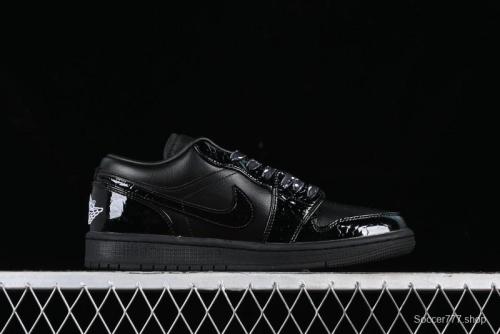 Nike Air Jordan 1 Low  Black Croc  Casual Sneakers with Crocodile-Embossed Leather - HJ7743-010