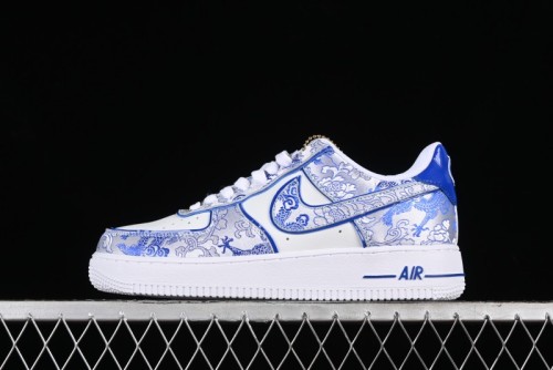 Nike Air Force 1 '07 Low DIY Blue and White Porcelain Dragon Embroidery Casual Sneakers - CW2288-201