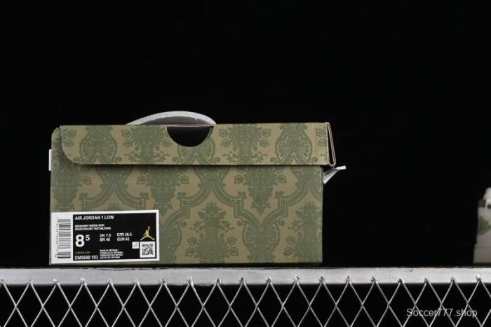 Nike Air Jordan 1 Low AJ1 Gucci Collaboration - Beige Green Knit High-End Custom Retro Basketball Shoes - DM5688-103