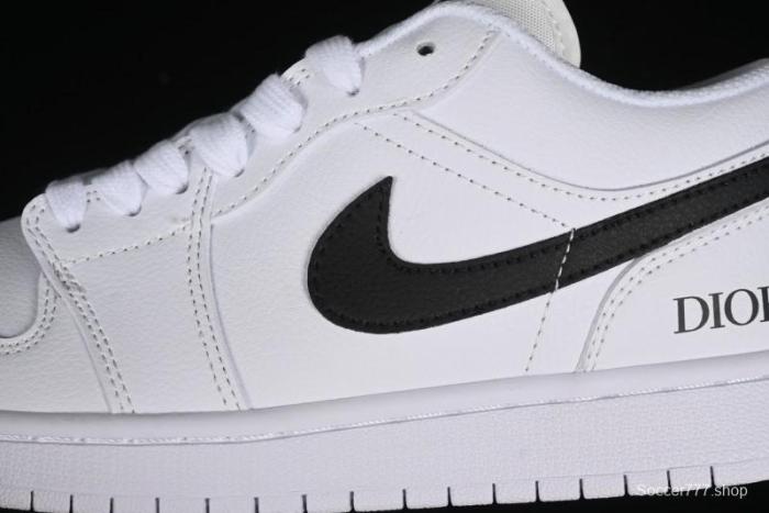 Nike Air Jordan 1 AJ1 Dior Collaboration - White Black Custom Low Top Retro Basketball Shoes - LJ6688-010