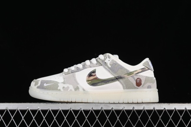 Nike SB Dunk Low Bape Collaboration - Crystal Camouflage Anniversary Custom Low-Top Casual Skate Shoes - JH8040-941