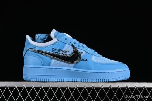 Nike Off White x Air Force 1 Low OW Collaboration Transparent Blue Casual Sneakers - AO4606-400 1