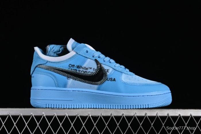 Nike Off White x Air Force 1 Low OW Collaboration Transparent Blue Casual Sneakers - AO4606-400 1