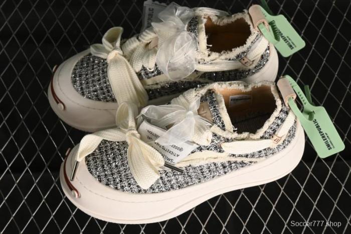 SMILEREPUBLIC SMILE Canvas Sneakers with Cut Wool Fringe and Unique Weaving - G.D4 1