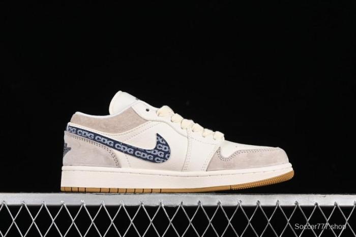 Nike Air Jordan 1 Low AJ1 The North Face Collaboration - White Grey Brown Custom High-End Basketball Shoes - LJ6688-001