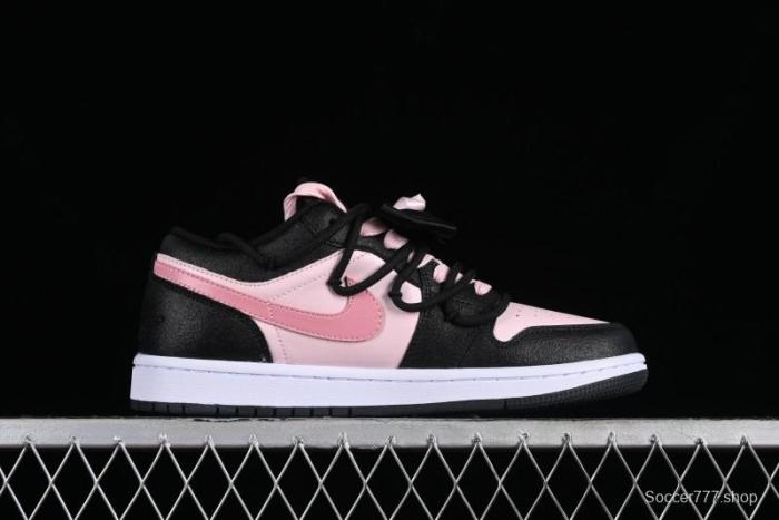 Nike Air Jordan 1 Low AJ1 Retro Basketball Shoes with Black Pink Bow Design - DX4374-008 1