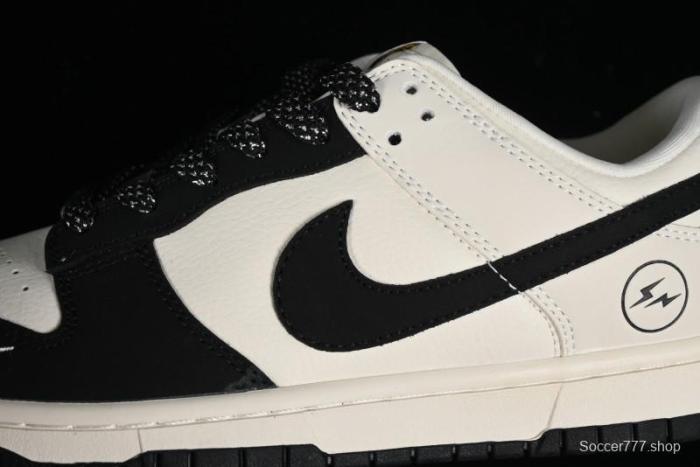 Nike SB Dunk Low Lightning Collaboration - Off White Black Colorway with Mini Swoosh Anniversary Custom Edition Low Top Casual Skate Shoes - XD1688-028 1