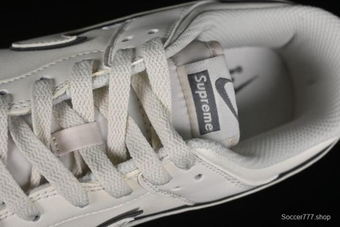 Nike SB Dunk Low Supreme Collaboration - Beige Grey Swoosh Anniversary Customized Low-Top Casual Skate Shoes - DJ2024-014