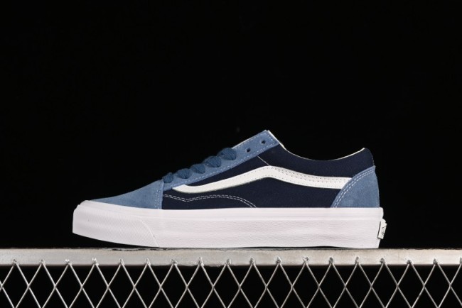 Vans Sk8-Mid Reissue 83 High-End Blue Suede Retro Skate Shoes - VN000CQDDWR 1