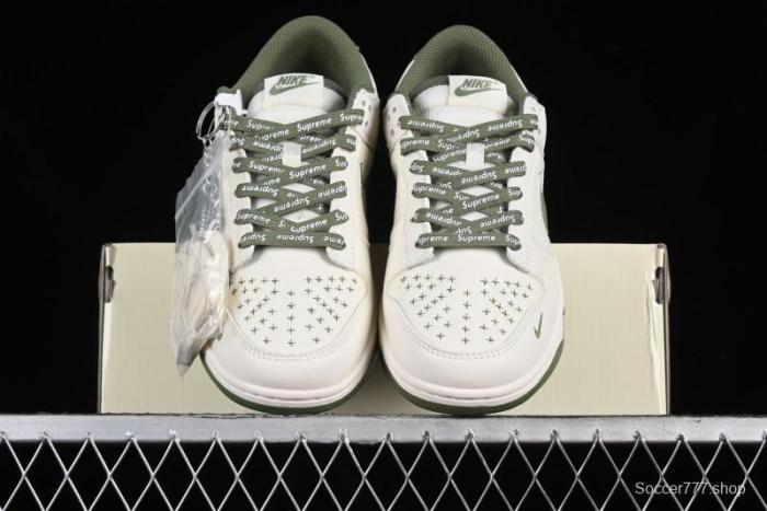 Nike SB Dunk Low Supreme Collaboration - Military Green Canvas Anniversary Custom Low-Top Casual Skate Shoes - BB6698-516