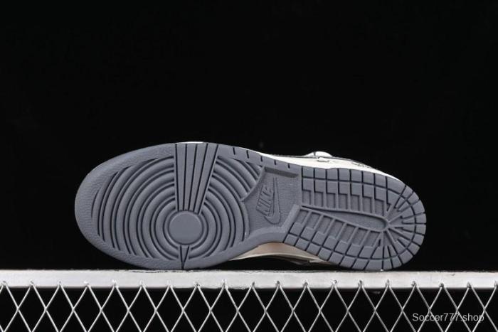 Stussy x Nike Dunk Low SB Sneakers in Off-White and Gray with Stussy S Titanium Accessory - SJ2068-275