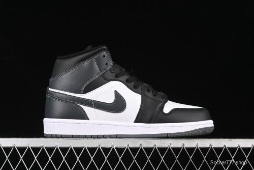 Nike Air Jordan 1 Mid AJ1 White Black Grey Mid-Top Casual Sneakers - DQ8426-001