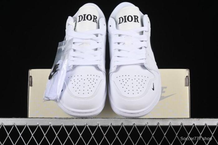 Nike Air Jordan 1 AJ1 Dior Collaboration - White Black Custom Low Top Retro Basketball Shoes - LJ6688-010