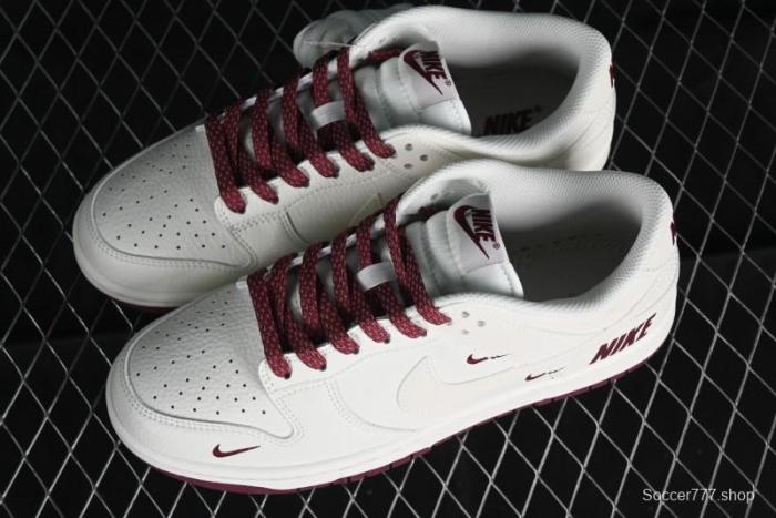 Nike SB Dunk Low Collaboration Three Swooshes Rice Wine Red Color Low-Top Casual Skateboarding Shoes - NK5639-322 1