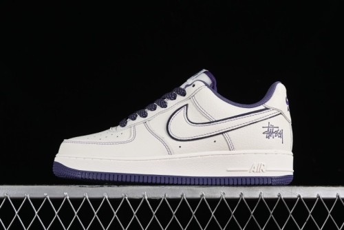 Stussy x Nike Air Force 1 '07 Low Retro Casual Sneakers with Reflective Military Purple - UN1635-222 1