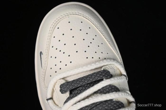 Stussy x Nike Dunk Low SB Sneakers in Off-White and Gray with Stussy S Titanium Accessory - SJ2068-275