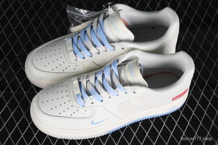 Nike Air Force 1 '07 Low Supreme Collaboration - White Blue Colorblock Low-Top Casual Sneakers BB9599-202 1