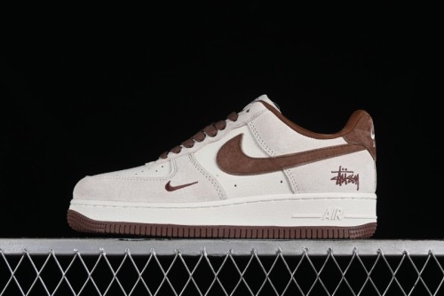 Nike Air Force 1 '07 Low Stussy Collaboration - Coffee Pig Suede Low-Top Casual Sneakers - HD1968-017 1