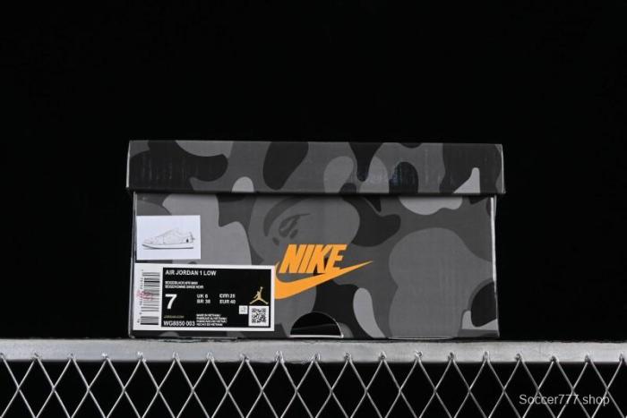 Nike Air Jordan 1 Low BAPE Collaboration - White Grey Basketball Shoes - WG8850-003 1